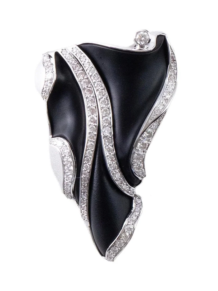 Black Agate Diamond Frost Pendant