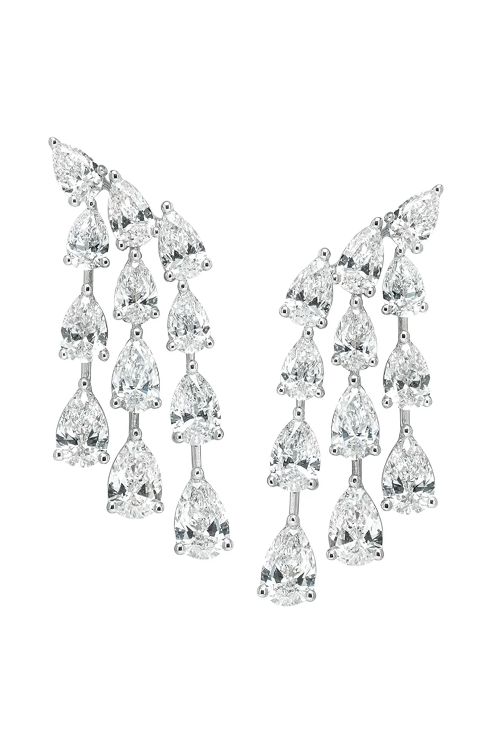 Diamond Three Row Chandelier Drop Earrings Diamond Three Row Chandelier Drop Earrings