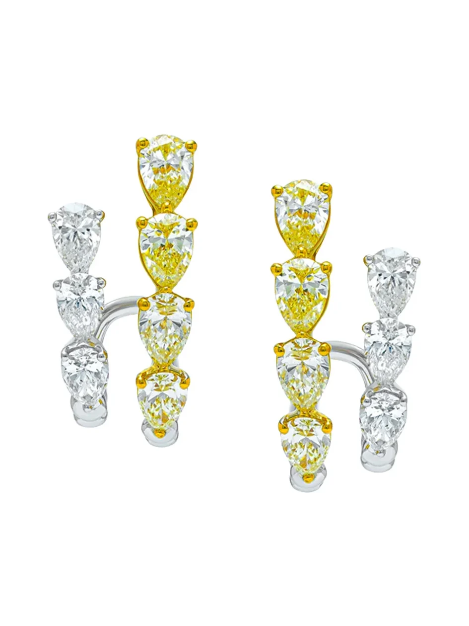 Diamond Two Row Mix Match Huggie Earrings Diamond Two Row Mix Match Huggie Earrings