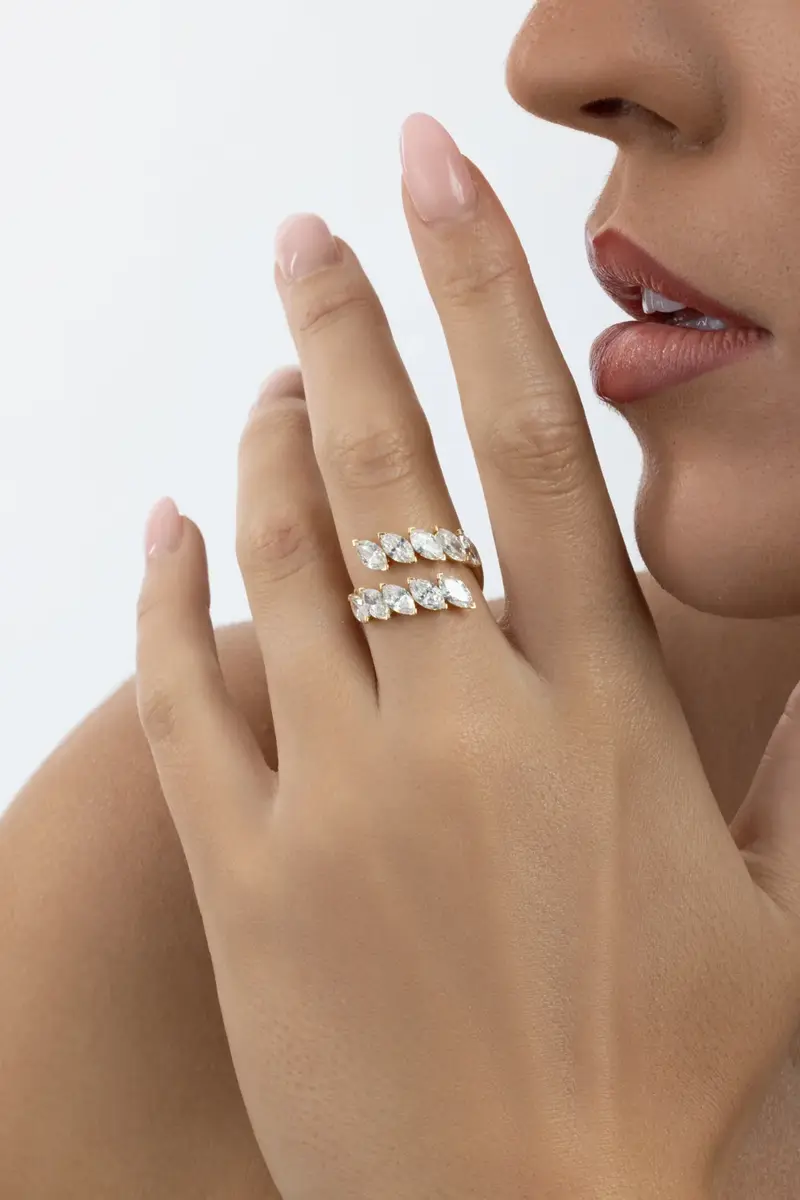 ARZANO Diamond Two Row Open Ring | Thumbnail 3