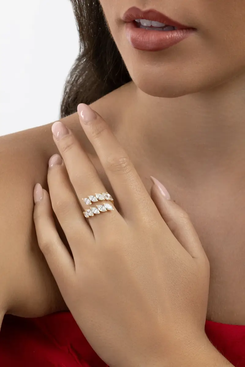 ARZANO Diamond Two Row Open Ring | Thumbnail 4
