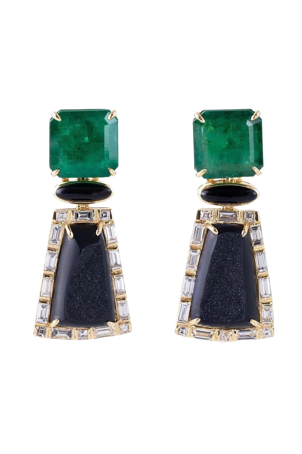 DENISE CASSOU Emerald Jade Agate Dusk Earrings