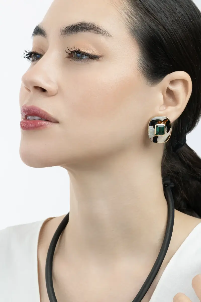 DENISE CASSOU Green Tourmaline Abalone Shell Seaweed Earrings | Thumbnail 3 DENISE CASSOU Green Tourmaline Abalone Shell Seaweed Earrings | Thumbnail 3