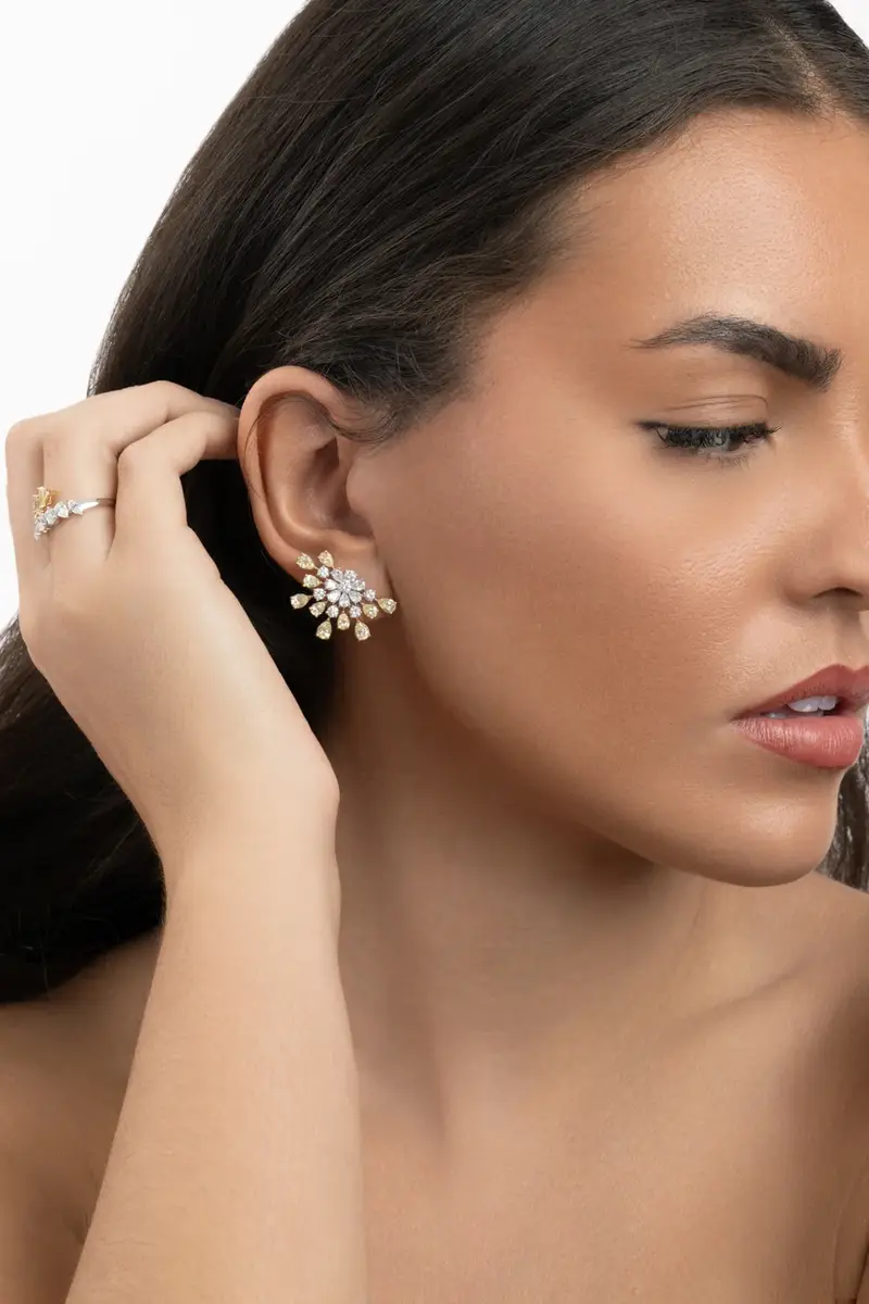 ARZANO Yellow White Diamond Cell Earrings | Thumbnail 2 ARZANO Yellow White Diamond Cell Earrings | Thumbnail 2