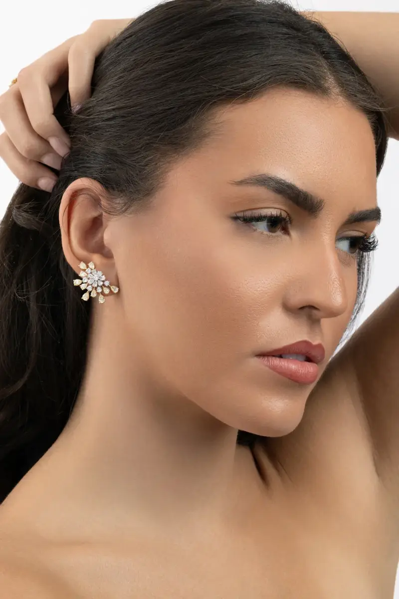 ARZANO Yellow White Diamond Cell Earrings | Thumbnail 3 ARZANO Yellow White Diamond Cell Earrings | Thumbnail 3