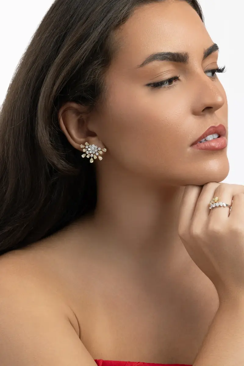 ARZANO Yellow White Diamond Cell Earrings | Thumbnail 4 ARZANO Yellow White Diamond Cell Earrings | Thumbnail 4