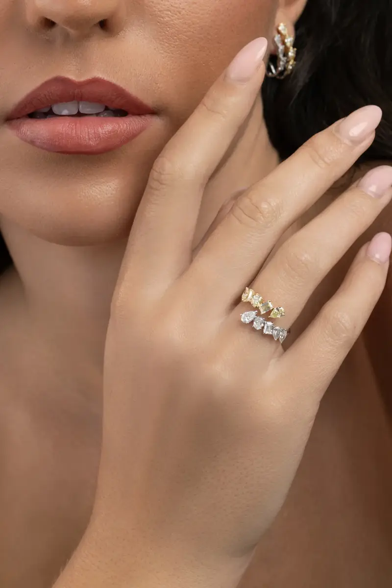 ARZANO Yellow White Diamond Open Ring - 1.8ct | Thumbnail 3 ARZANO Yellow White Diamond Open Ring - 1.8ct | Thumbnail 3