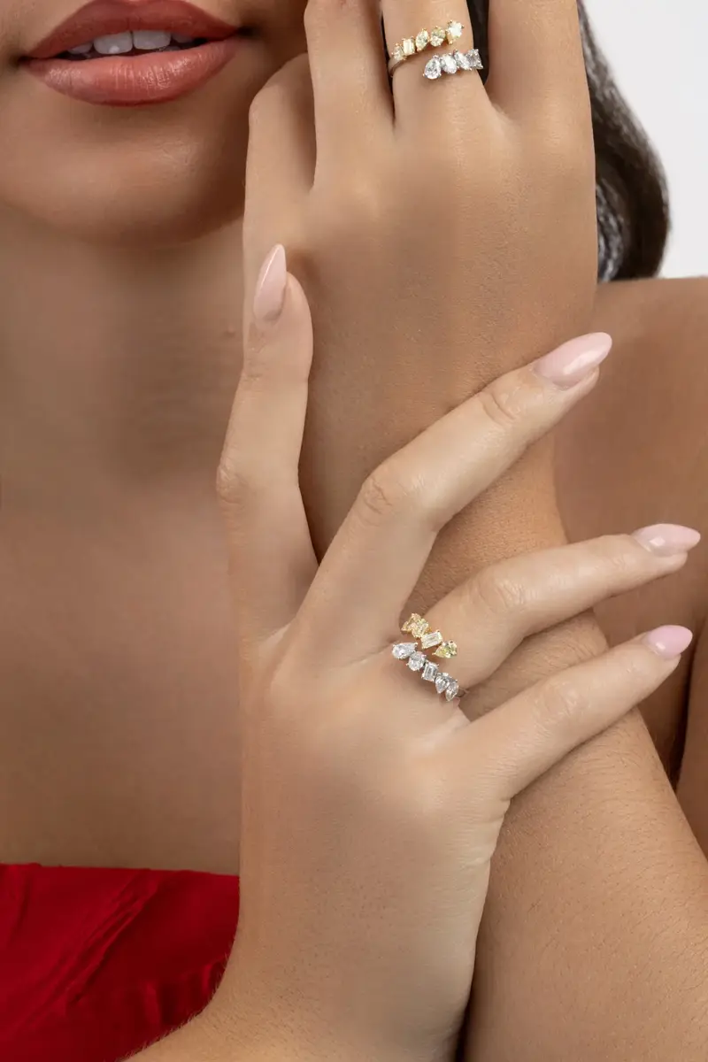ARZANO Yellow White Diamond Open Ring - 1.8ct | Thumbnail 4 ARZANO Yellow White Diamond Open Ring - 1.8ct | Thumbnail 4