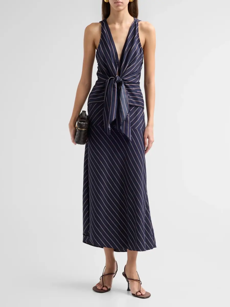 A.L.C. A. L.C. Women's Elle Striped Tie V-Neck Top | Thumbnail 2 A.L.C. A. L.C. Women's Elle Striped Tie V-Neck Top | Thumbnail 2