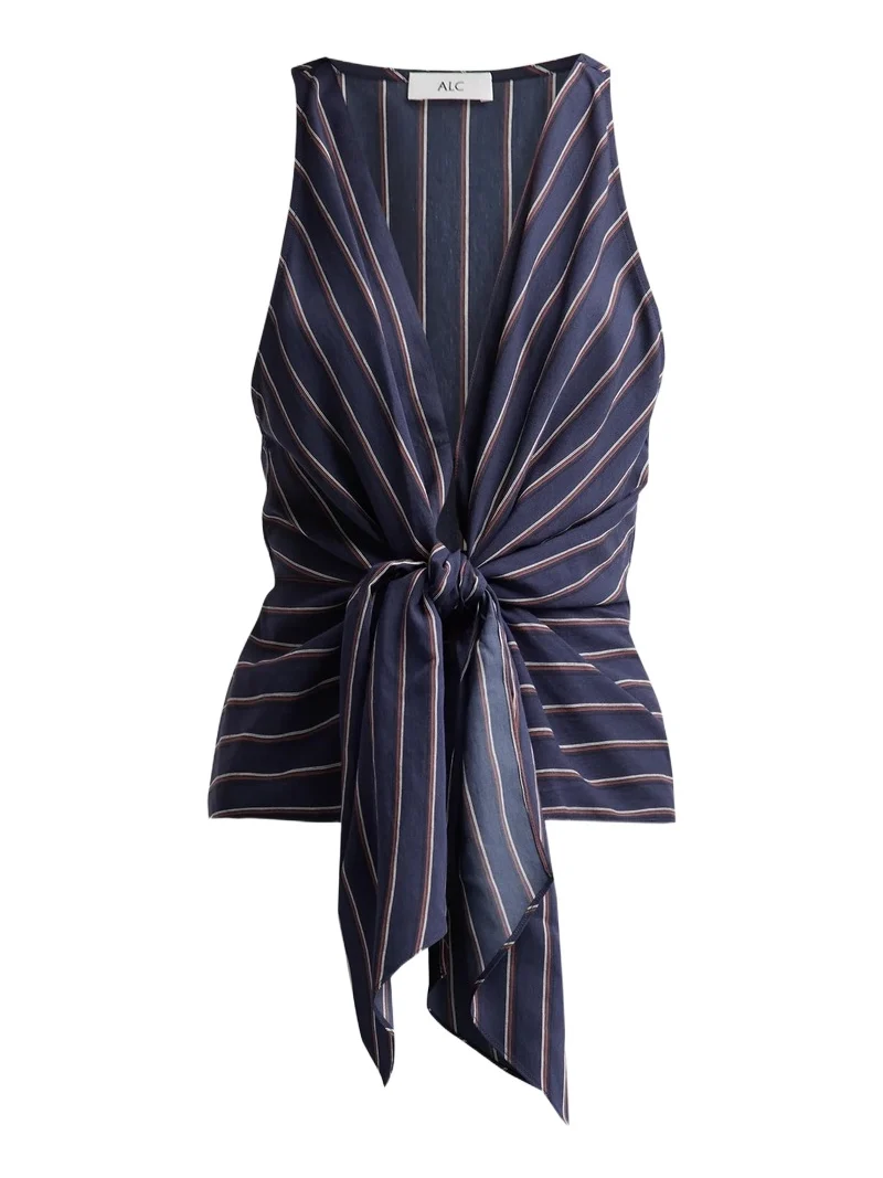 A. L.C. Women's Elle Striped Tie V-Neck Top A. L.C. Women's Elle Striped Tie V-Neck Top