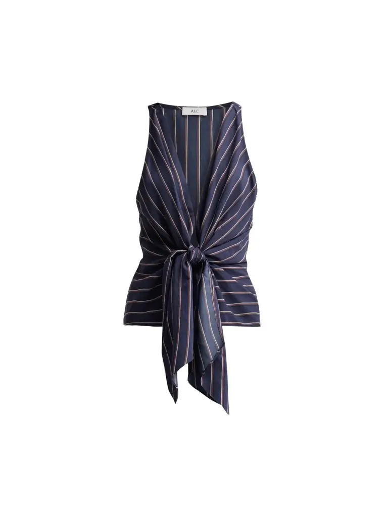 A.L.C. A. L.C. Women's Elle Striped Tie V-Neck Top