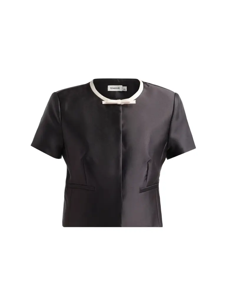 Simkhai Women's Naelle Contrast Bow Twill Top