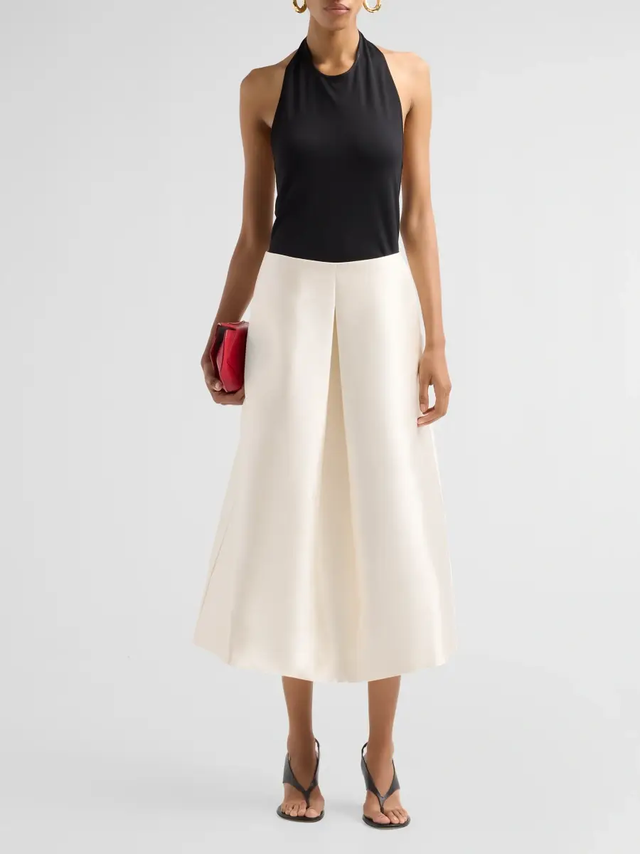 Simkhai Women's Vexa Pleat-Front Twill Midi Skirt | Thumbnail 2