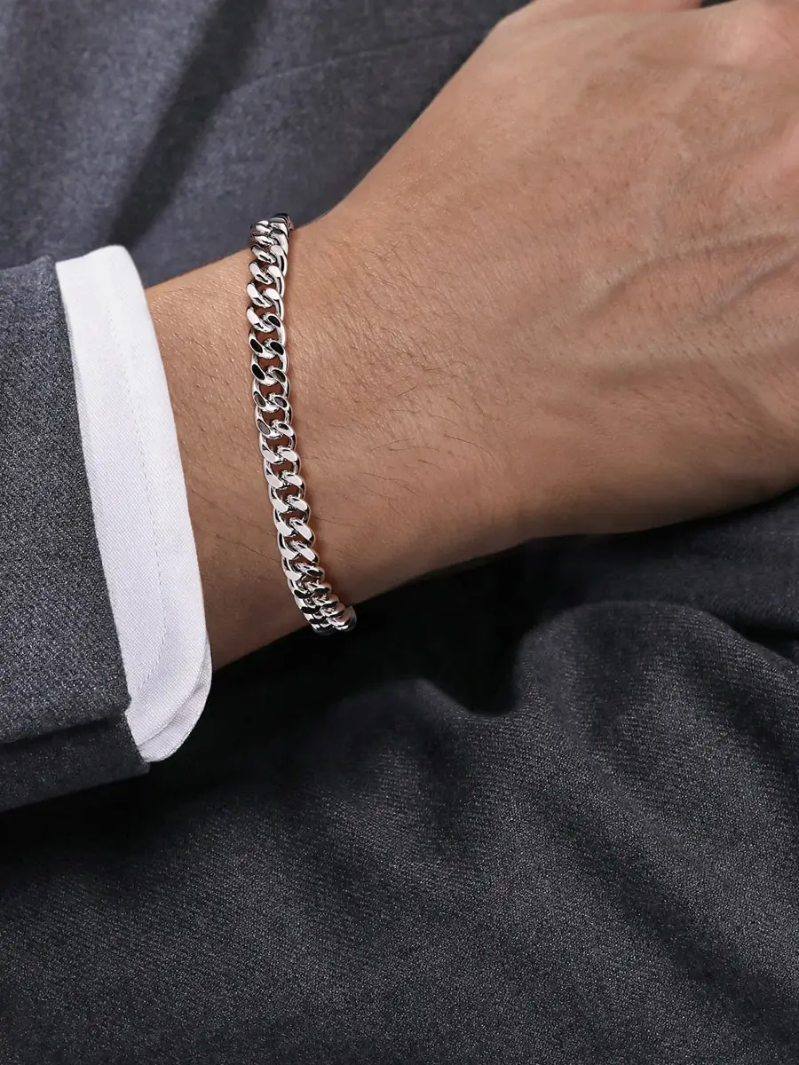 Gabriel & Co Men's Contemporary Sterling Silver Cuban Chain Bracelet | Thumbnail 2 Gabriel & Co Men's Contemporary Sterling Silver Cuban Chain Bracelet | Thumbnail 2