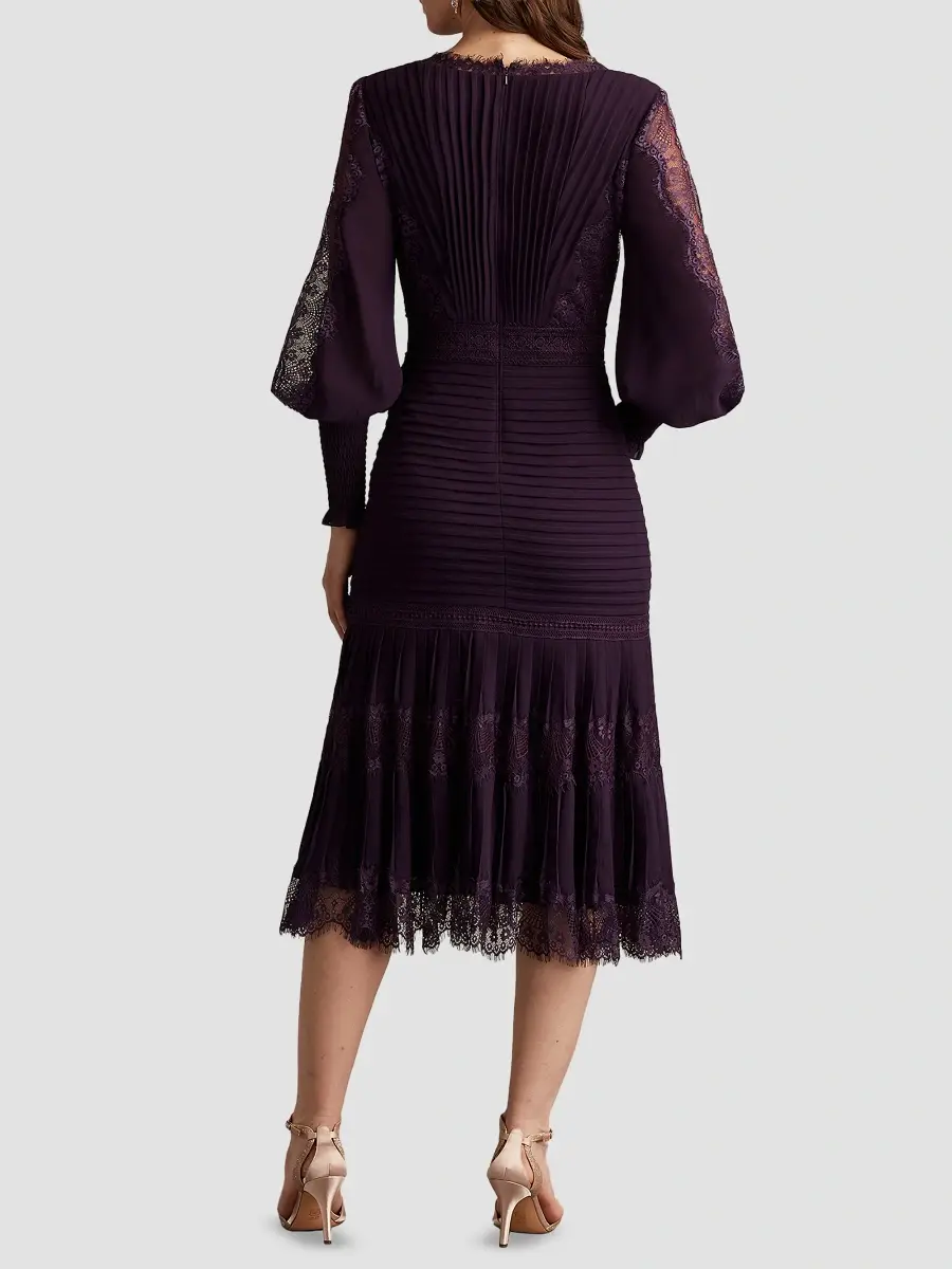 Tadashi Shoji Women's Lace Balloon-Sleeve Midi-Dress | Thumbnail 3 Tadashi Shoji Women's Lace Balloon-Sleeve Midi-Dress | Thumbnail 3
