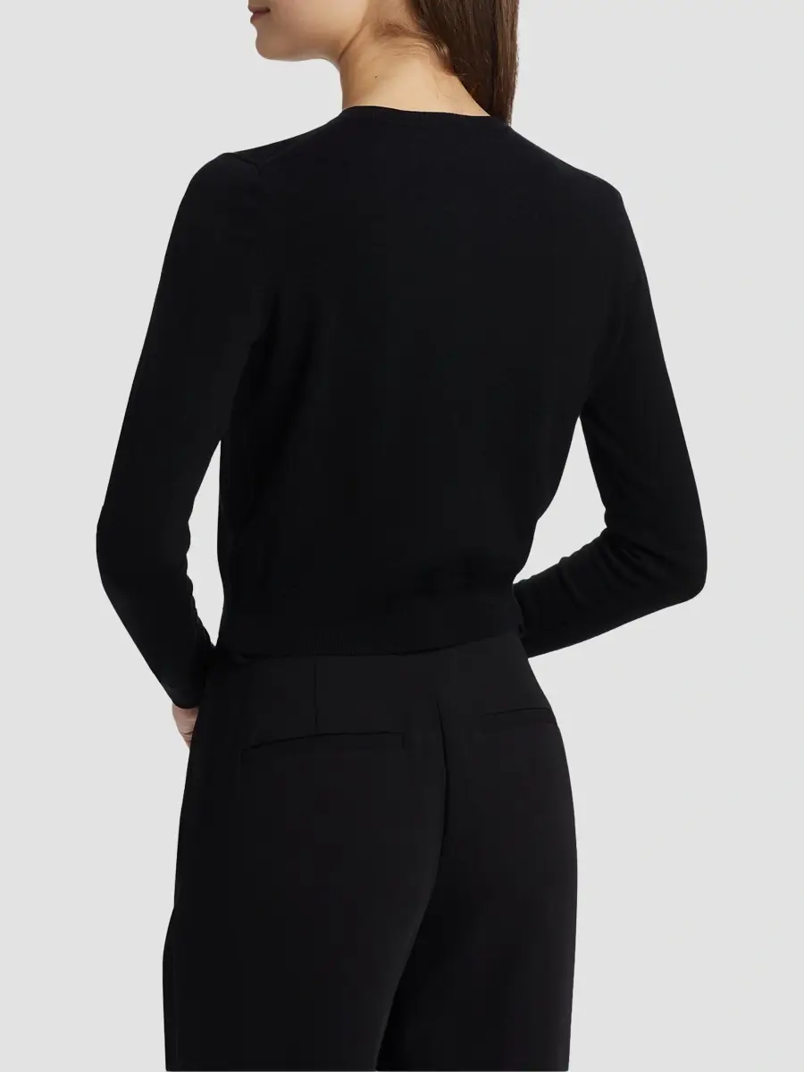Carolina Herrera Women's Crewneck Silk-Cotton Cardigan | Thumbnail 3 Carolina Herrera Women's Crewneck Silk-Cotton Cardigan | Thumbnail 3