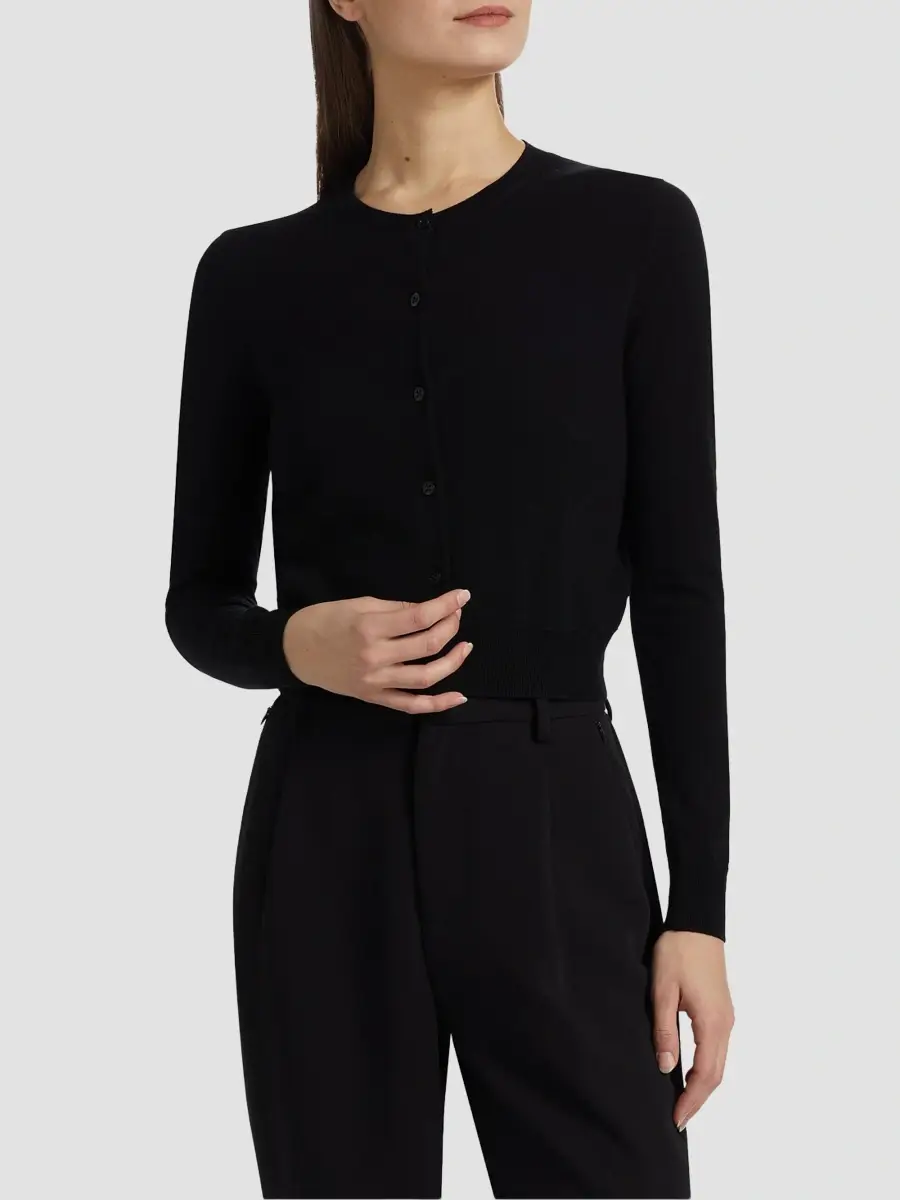 Carolina Herrera Women's Crewneck Silk-Cotton Cardigan | Thumbnail 4 Carolina Herrera Women's Crewneck Silk-Cotton Cardigan | Thumbnail 4