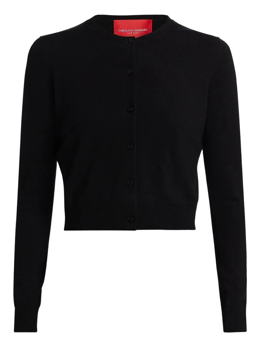 Carolina Herrera Women's Crewneck Silk-Cotton Cardigan