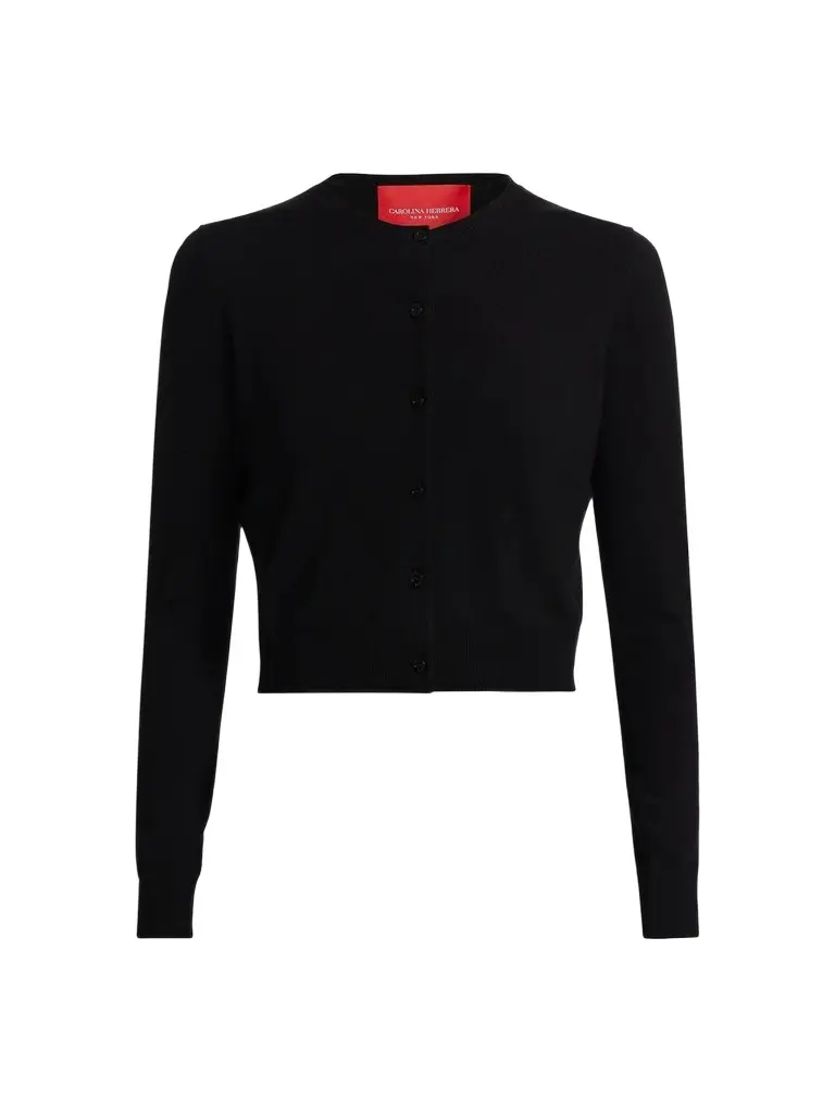 Carolina Herrera Women's Crewneck Silk-Cotton Cardigan