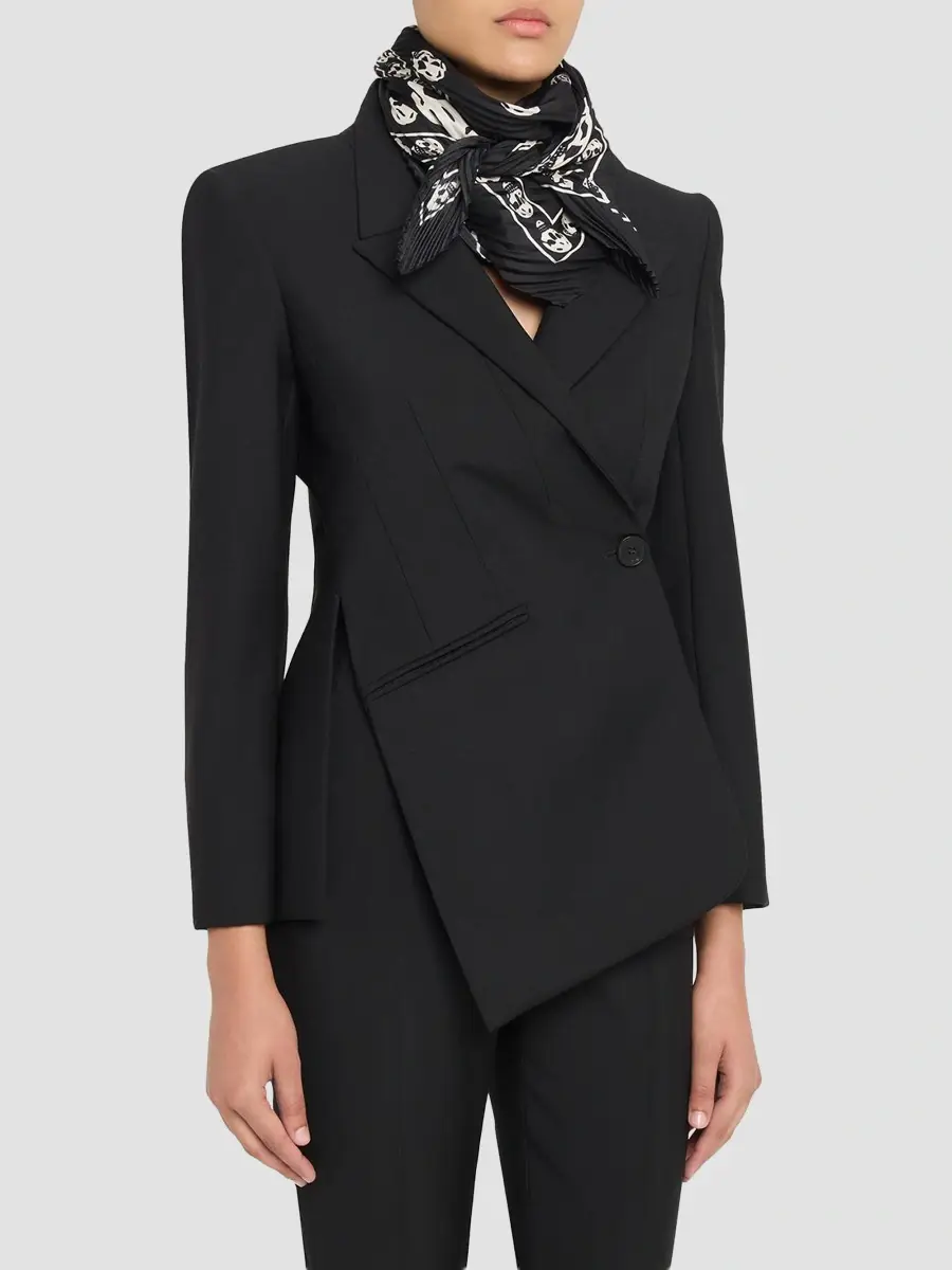 Alexander McQueen Women's Skull Pleated Silk Square Scarf | Thumbnail 3 Alexander McQueen Women's Skull Pleated Silk Square Scarf | Thumbnail 3