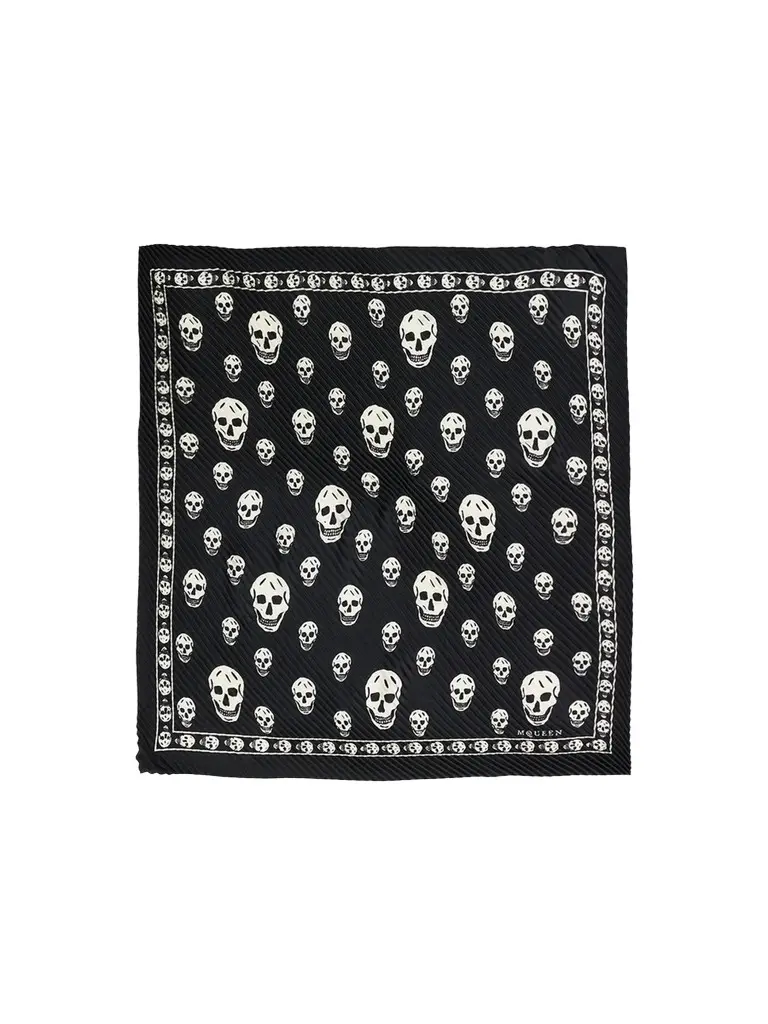 Alexander McQueen Women's Skull Pleated Silk Square Scarf