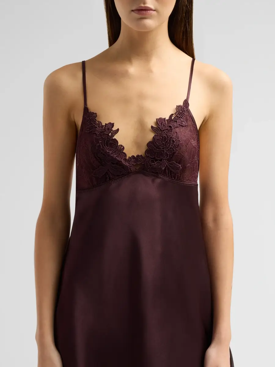 In Bloom Women's Maddie Satin & Lace Chemise - Chocolate | Thumbnail 5