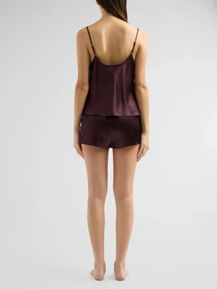 In Bloom Women's Maddie Satin Cami & Shorts Set - Chocolate | Thumbnail 3
