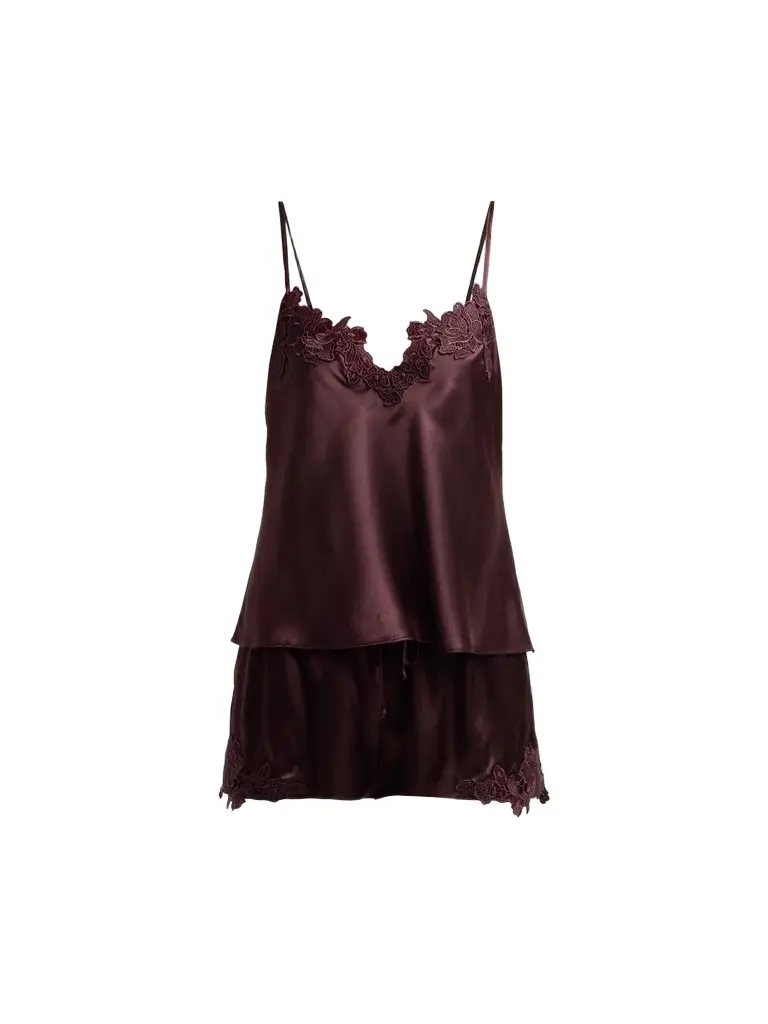 In Bloom Women's Maddie Satin Cami & Shorts Set - Chocolate