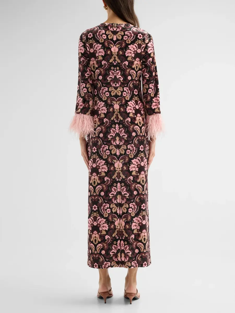 Cara Cara Women's Dayna Feather-Cuff Midi Dress | Thumbnail 3 Cara Cara Women's Dayna Feather-Cuff Midi Dress | Thumbnail 3