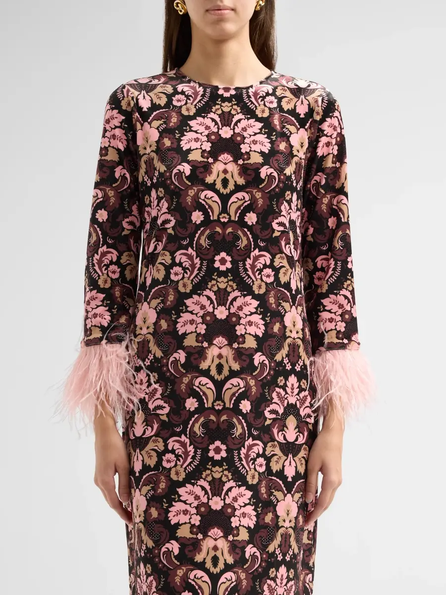 Cara Cara Women's Dayna Feather-Cuff Midi Dress | Thumbnail 5 Cara Cara Women's Dayna Feather-Cuff Midi Dress | Thumbnail 5