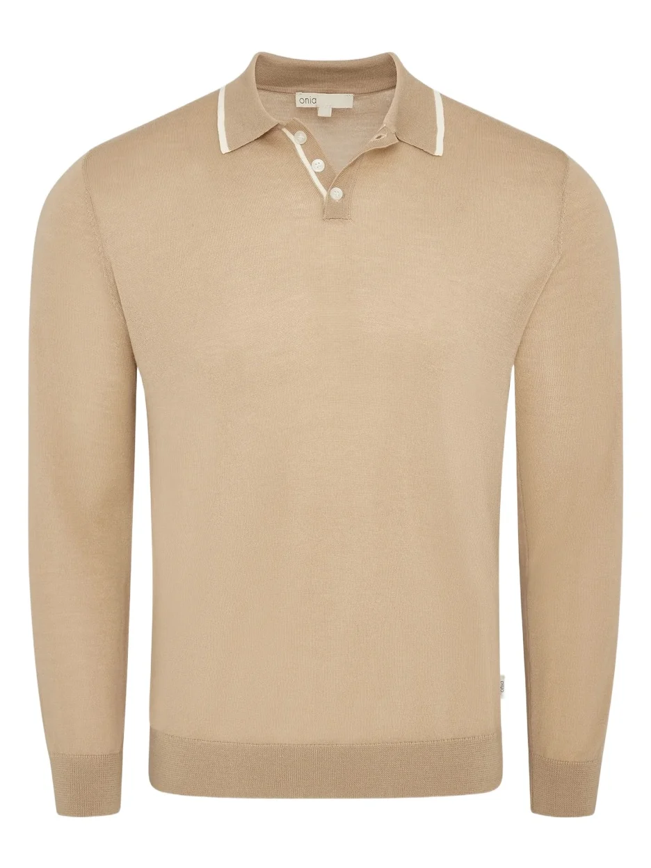 Onia Men's Extra-Fine Merino Wool Long-Sleeve Polo Shirt