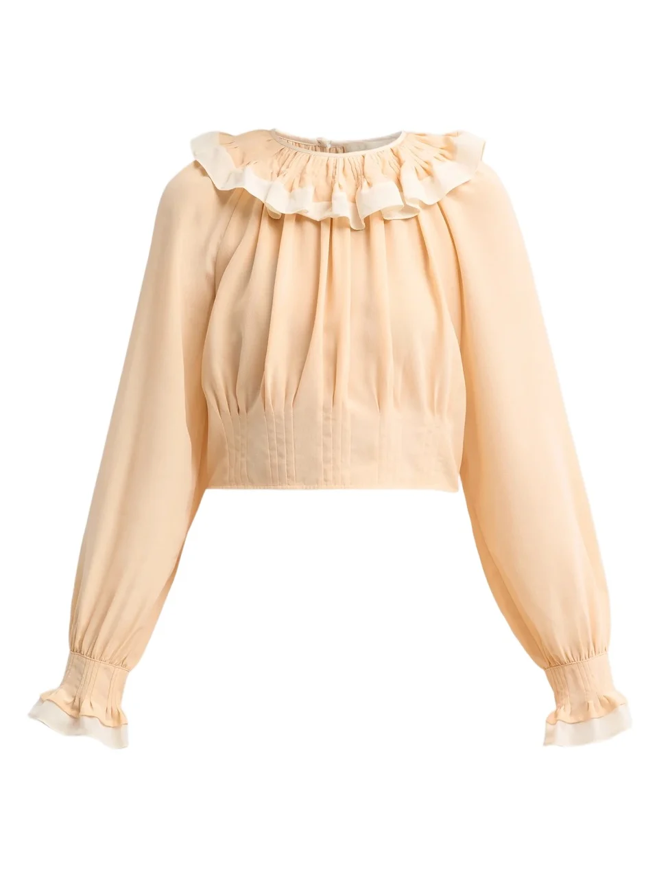 Women's Celesta Ruffled Silk Long-Sleeve Blouse