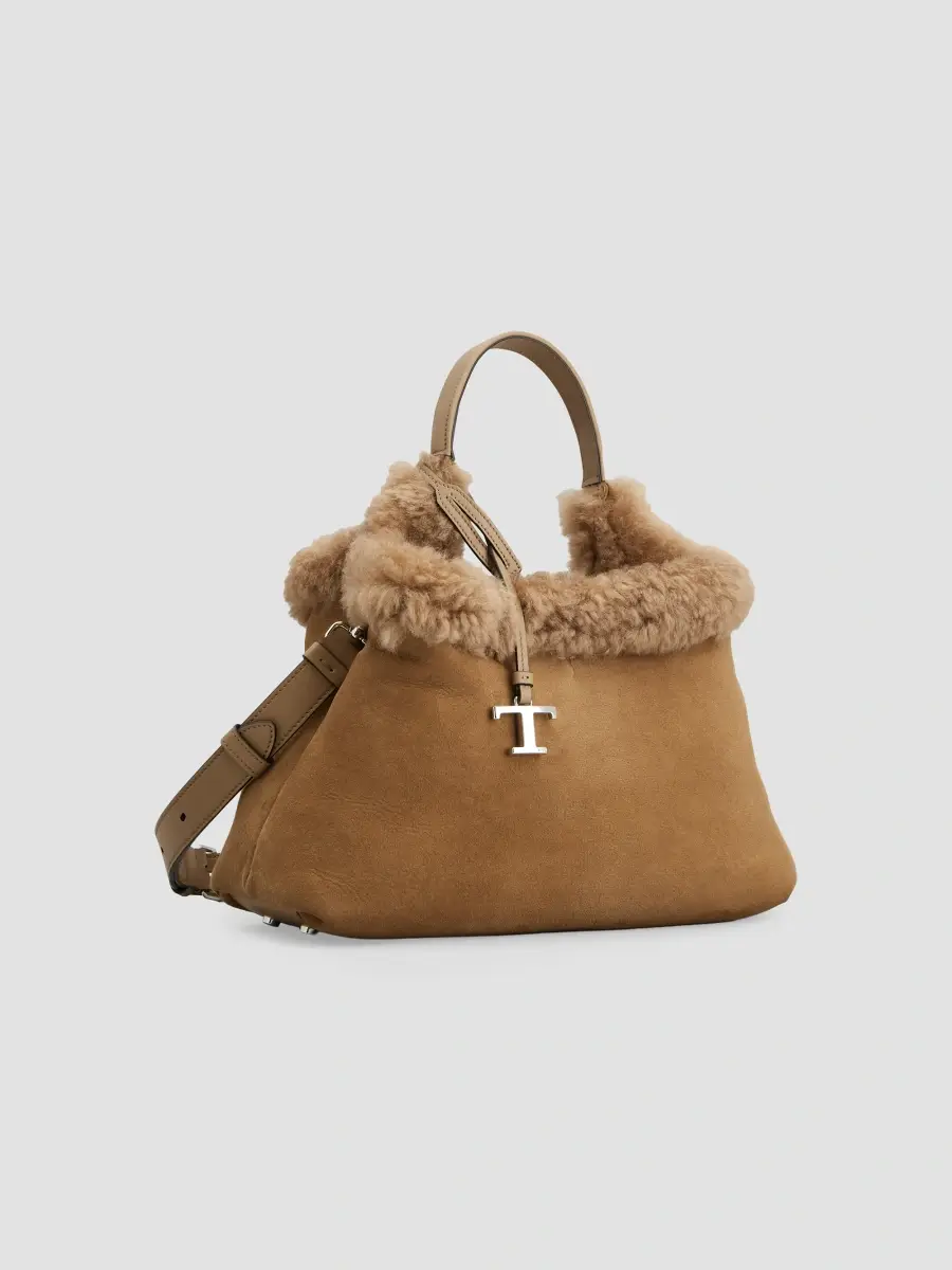 Tod's Women's Apa Small Suede & Shearling Top Handle Bag | Thumbnail 2 Tod's Women's Apa Small Suede & Shearling Top Handle Bag | Thumbnail 2
