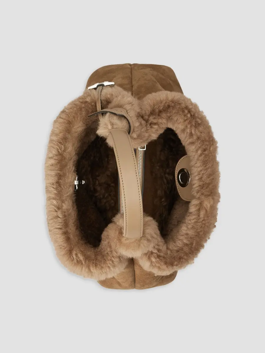 Tod's Women's Apa Small Suede & Shearling Top Handle Bag | Thumbnail 3 Tod's Women's Apa Small Suede & Shearling Top Handle Bag | Thumbnail 3