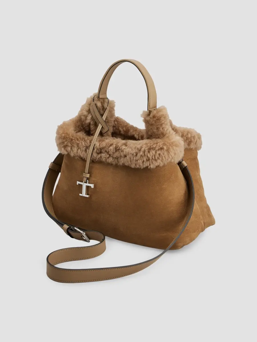 Tod's Women's Apa Small Suede & Shearling Top Handle Bag | Thumbnail 4 Tod's Women's Apa Small Suede & Shearling Top Handle Bag | Thumbnail 4