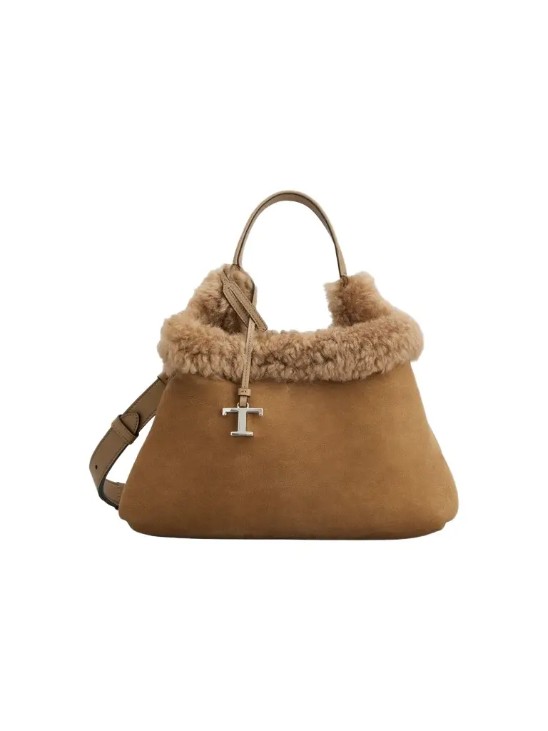 Tod's Women's Apa Small Suede & Shearling Top Handle Bag