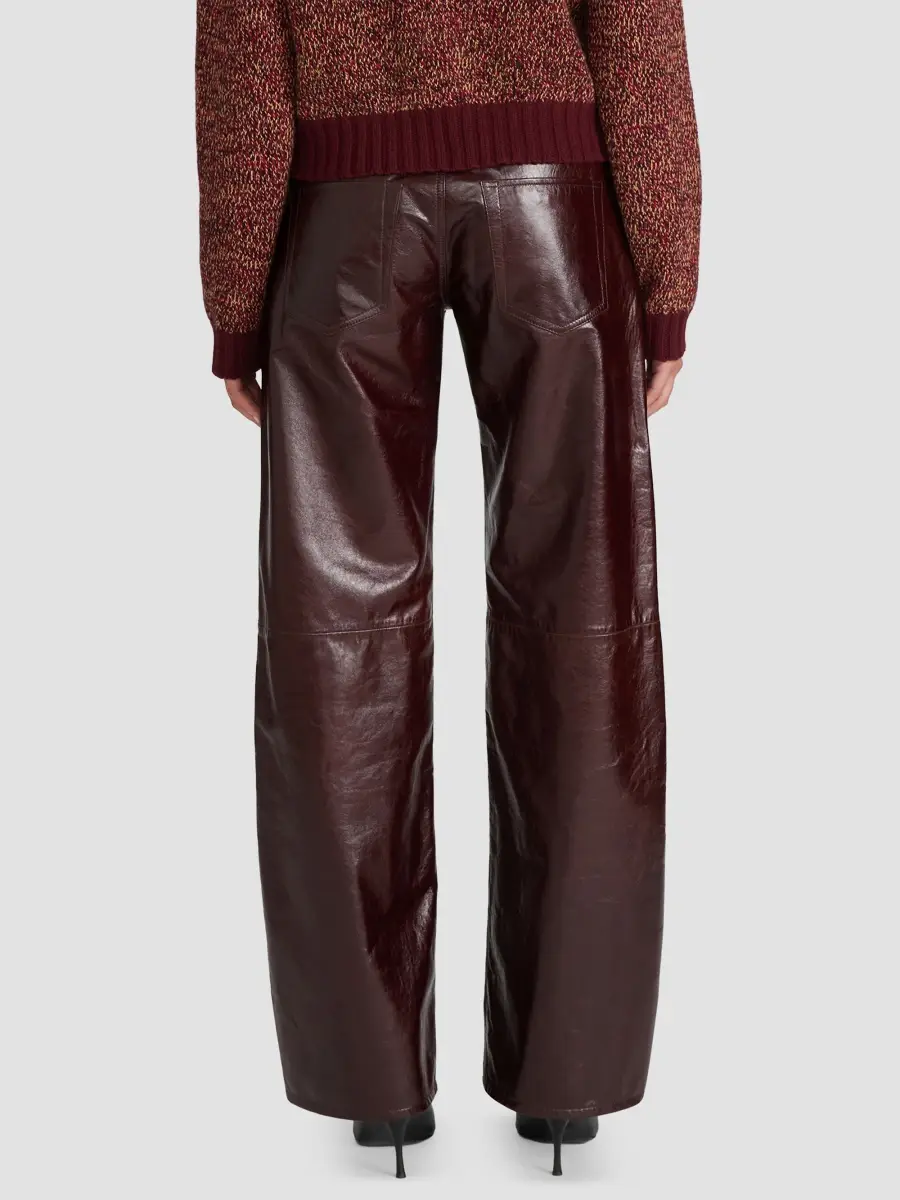 Frame Women's The Leather Low-Rise Barrel-Leg Jeans | Thumbnail 3