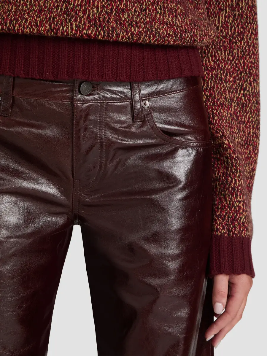 Frame Women's The Leather Low-Rise Barrel-Leg Jeans | Thumbnail 5