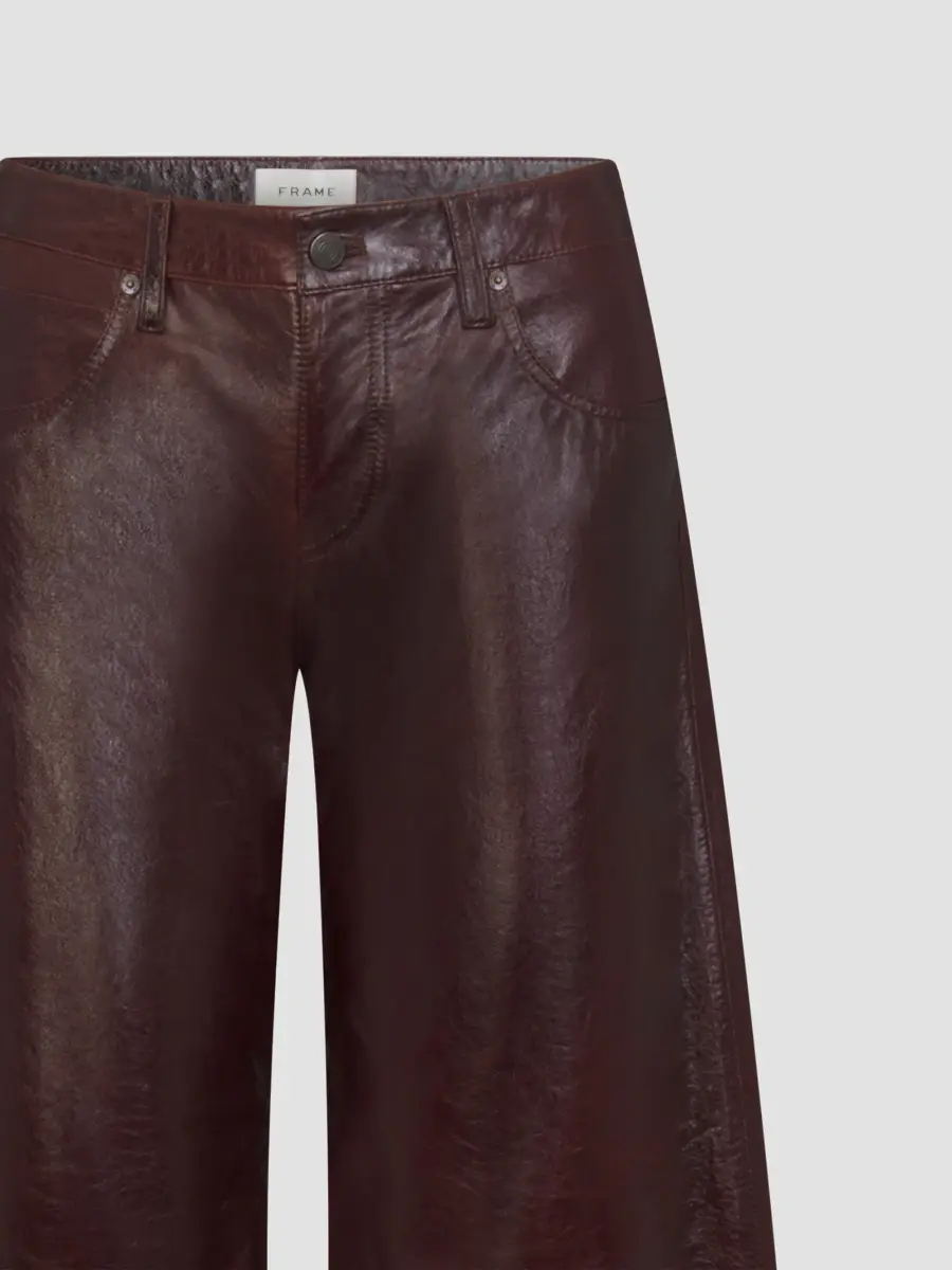 Frame Women's The Leather Low-Rise Barrel-Leg Jeans | Thumbnail 7