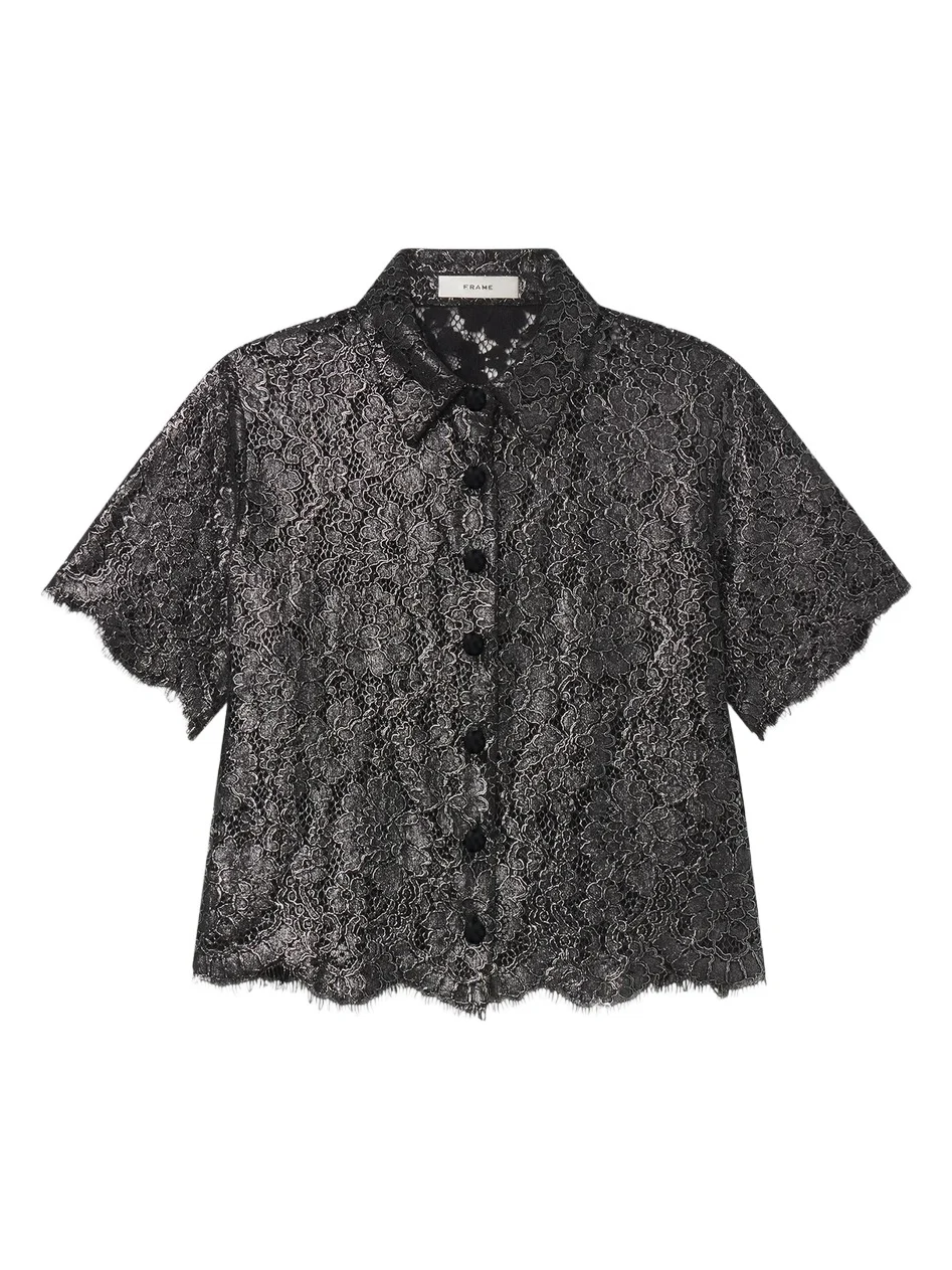 Frame Women's The Foil Lace Crop Shirt