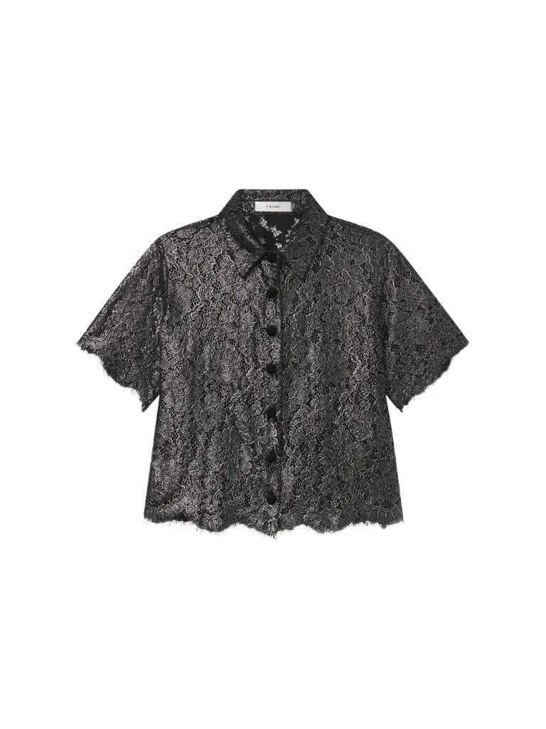 Frame Women's The Foil Lace Crop Shirt