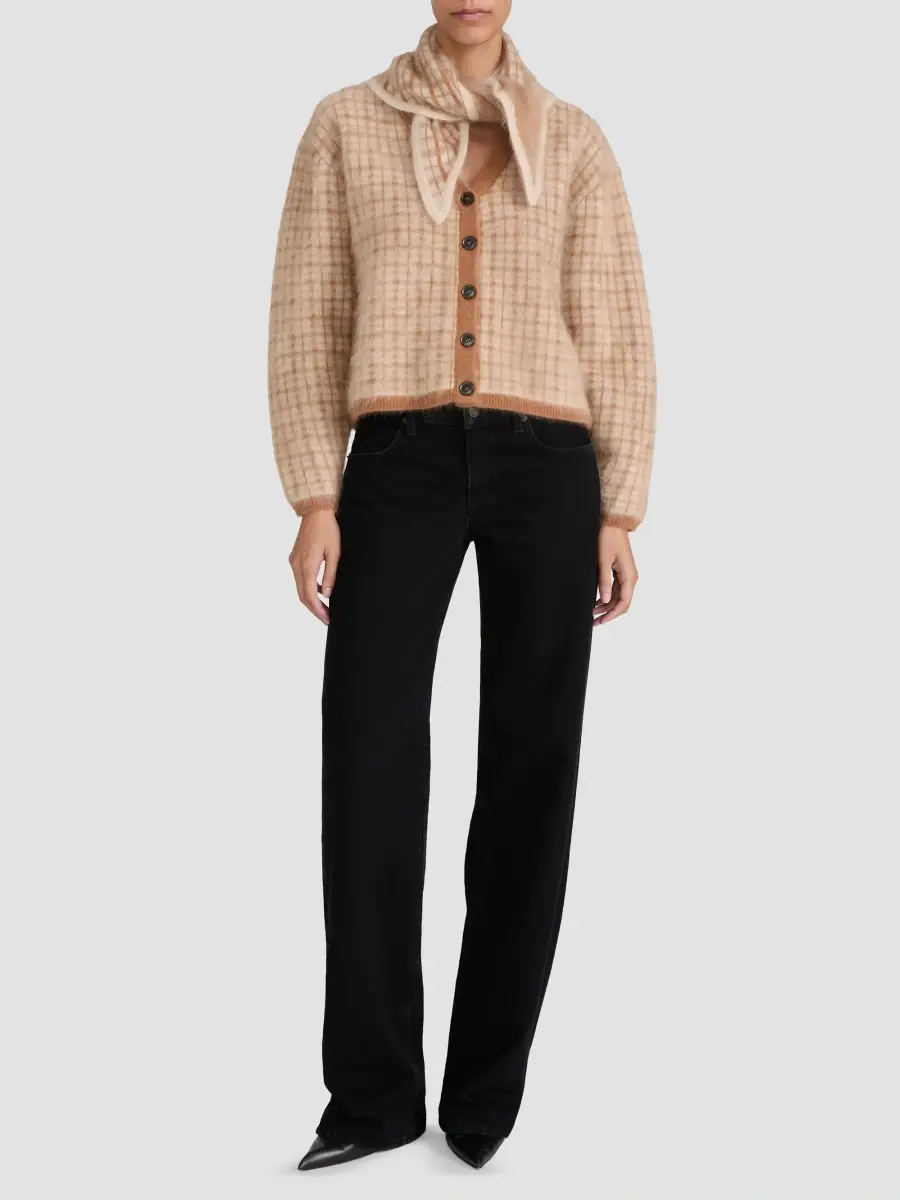 Frame Women's The Brushed Scholar Plaid Wool-Cashmere Cardigan | Thumbnail 2 Frame Women's The Brushed Scholar Plaid Wool-Cashmere Cardigan | Thumbnail 2