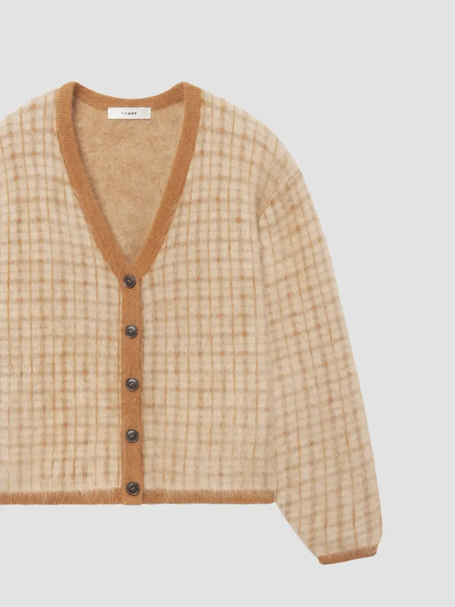 Frame Women's The Brushed Scholar Plaid Wool-Cashmere Cardigan | Thumbnail 8 Frame Women's The Brushed Scholar Plaid Wool-Cashmere Cardigan | Thumbnail 8