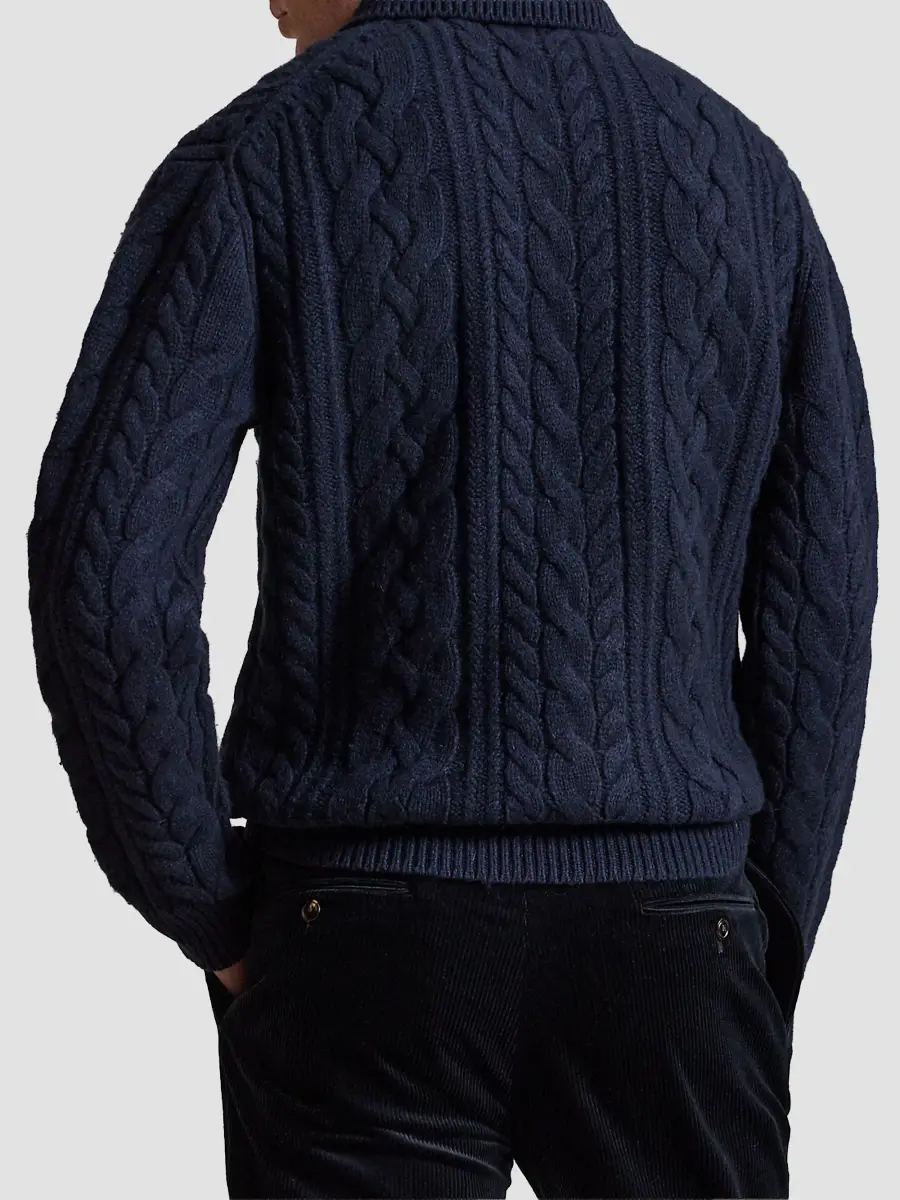 Polo Ralph Lauren Men's Aran-Knit Wool-Blend Polo-Collar Sweater | Thumbnail 3 Polo Ralph Lauren Men's Aran-Knit Wool-Blend Polo-Collar Sweater | Thumbnail 3