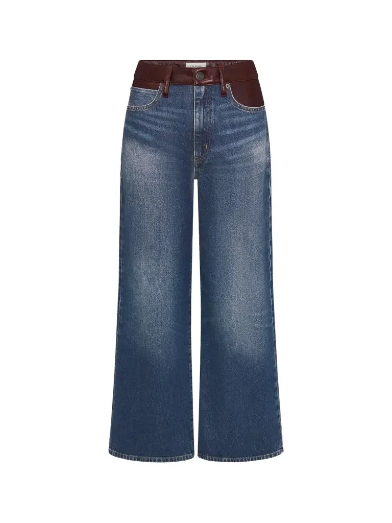 Women's The Leather Contrast Swing Wide-Leg Jeans Women's The Leather Contrast Swing Wide-Leg Jeans