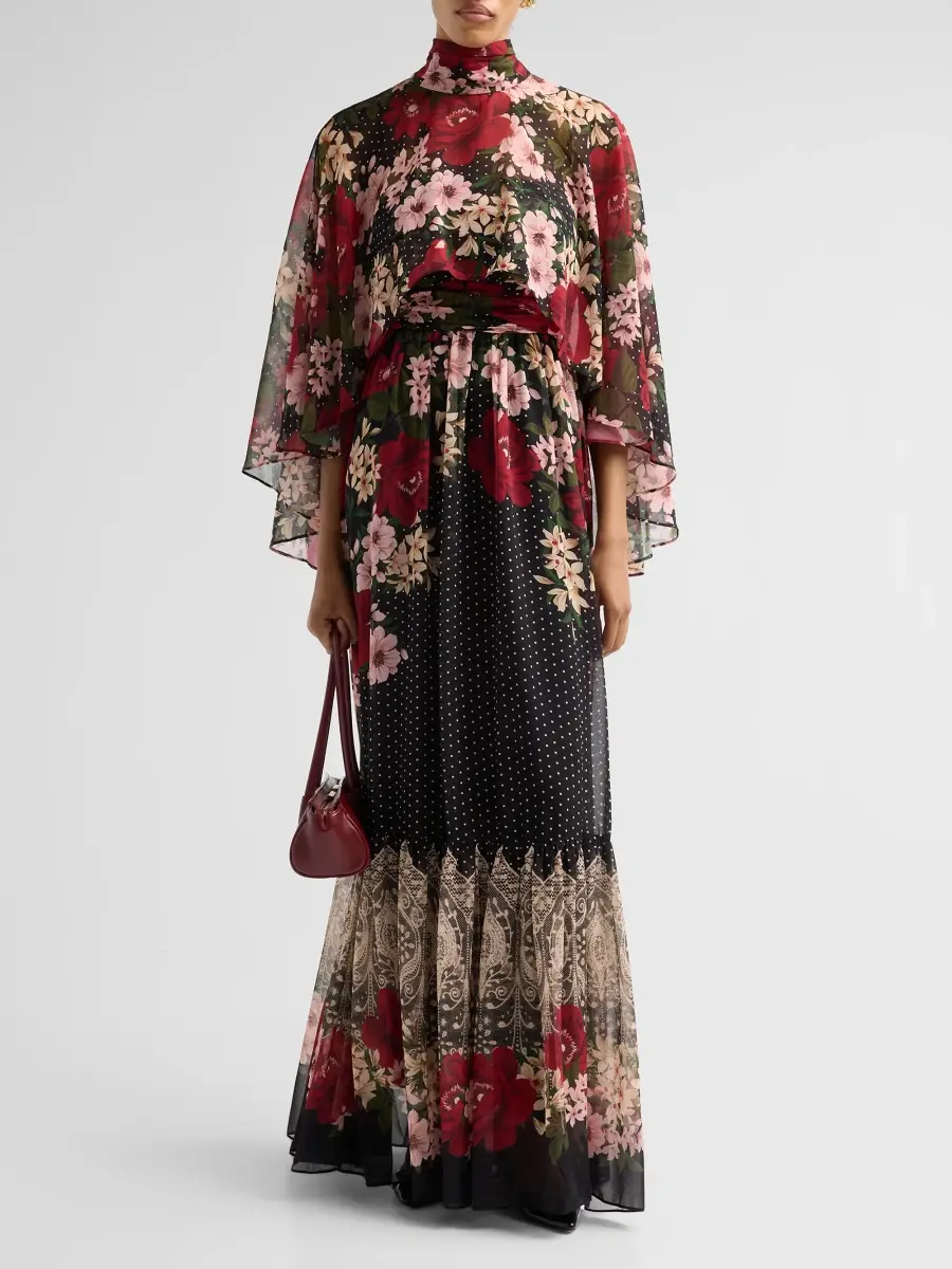 Ungaro Women's Sybil Floral Polka Dot Draped Maxi Dress | Thumbnail 2 Ungaro Women's Sybil Floral Polka Dot Draped Maxi Dress | Thumbnail 2