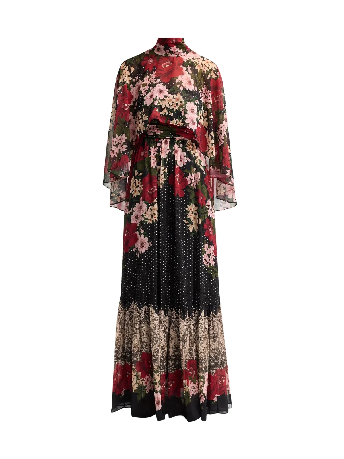 Ungaro Women's Sybil Floral Polka Dot Draped Maxi Dress