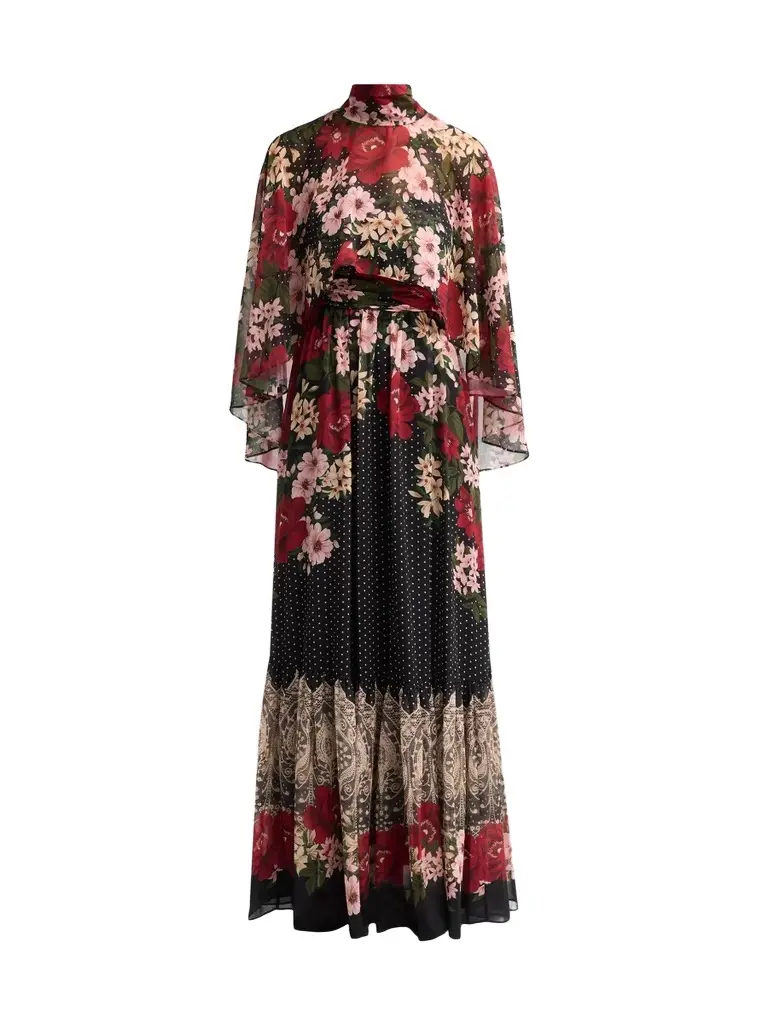 Women's Sybil Floral Polka Dot Draped Maxi Dress Women's Sybil Floral Polka Dot Draped Maxi Dress
