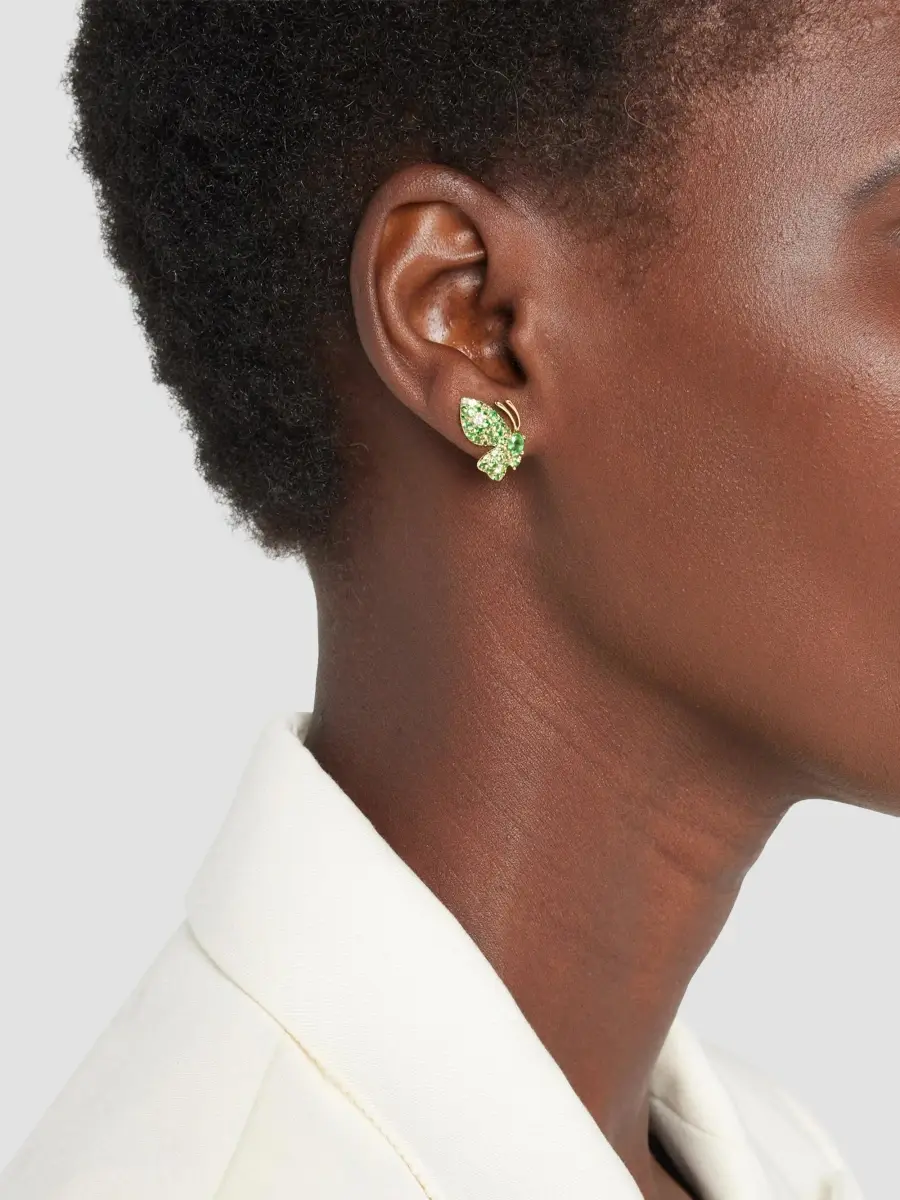 STEFERE Women's Butterfly 18K Yellow Gold, Green Garnet & 0.06 TCW Diamond Stud Earrings | Thumbnail 2 STEFERE Women's Butterfly 18K Yellow Gold, Green Garnet & 0.06 TCW Diamond Stud Earrings | Thumbnail 2