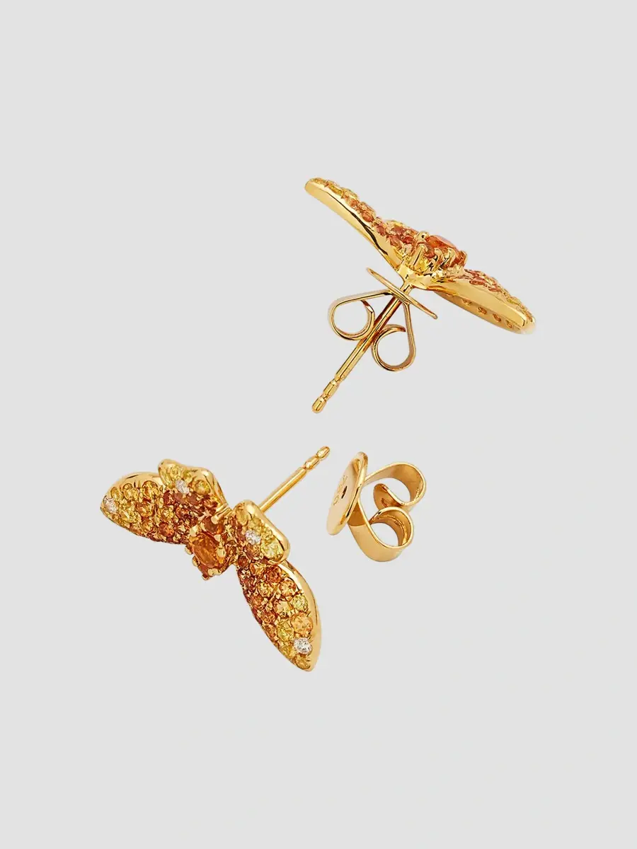 STEFERE Women's Butterfly 18K Yellow Gold, Yellow Sapphire & 0.07 TCW Diamond Stud Earrings | Thumbnail 4 STEFERE Women's Butterfly 18K Yellow Gold, Yellow Sapphire & 0.07 TCW Diamond Stud Earrings | Thumbnail 4